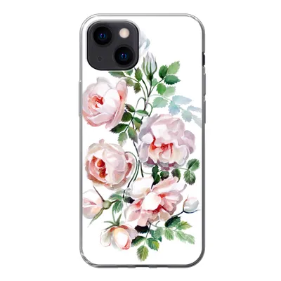 Produktbild von MuchoWow® Handyhülle Schutzhülle Hülle für iPhone 13 mini Aquarell - Rosen - Blumen Silikon Softcase Handy Hülle - Softcase
