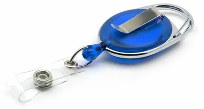 Produktbild von Rollclip – Ausziehbarer Schlüsselring – KordelSchlüsselring – Schlüsselanhänger – 2 Stück – Schlüsselband – Kartenhalter – Mit Kartenschlaufe – Blau/Transparent – ​​CHPN