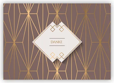 Produktbild von Elegante Art Deco Dankeskarte mit Gold Optik in braun: Danke