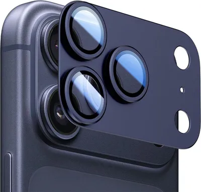 Obrázok produktu pre Kovový ochranný krúžok fotoaparátu pre Apple iPhone 17 Pro Max so skleneným krytom Blue