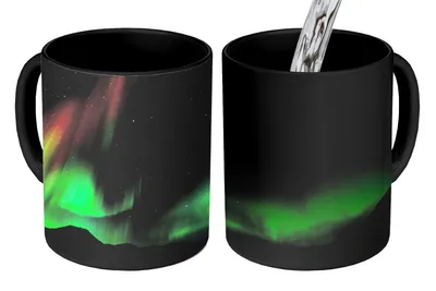 Obrázok produktu pre MuchoWow® Magický pohár Dúha - Aurora - Hviezdna obloha 350 ml Pohár na zmenu farby Darček Nápad na darček - Foto hrnček