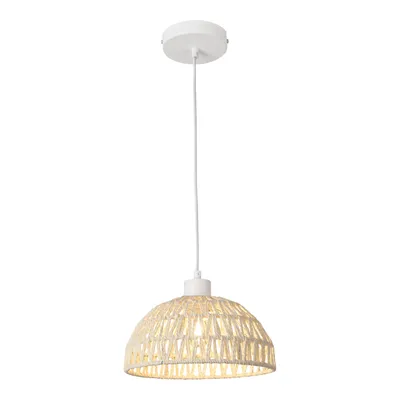Immagine prodotto di Lampada a sospensione 'Alton' 1 x E27 regolabile in altezza in metallo e rattan 156 cm Bianco