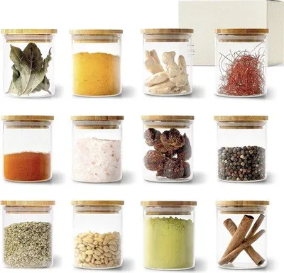 Produktbild von Bamboo Glas Kruidenbehälter Set [12 x 150ml]