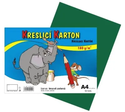 Zdjęcie produktu dla Karton kreslící A4, 180 g, tmavě zelený, 50 ks