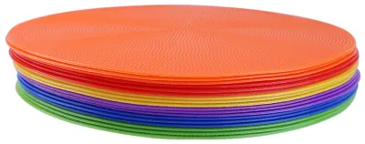 Produktbild von Fußball-Trainingsmarkierungsplatte, rutschfest, für Beweglichkeitstraining, leuchtende Farben, rundes Logo-Scheibe für Fußballtraining, 25 cm