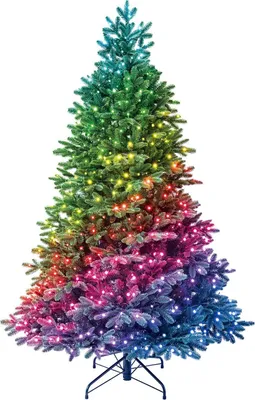 A decorated artificial Christmas tree with multi-colored lights.