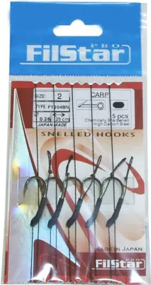 Produktbild von 5 x Carp Rig mit Wirbel Boilievorfach Hair Rig Karpfenhaken (F1204BN) 2 / Ø0,25mm / 25cm