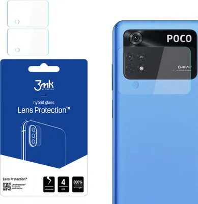 Produktbild von 3mk Hybridglas Lens Protection für Xiaomi POCO M4 Pro Kamera Objektiv Kameralinse 0,16mm 6H (4 Stück)