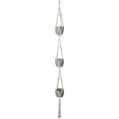 Produktbild von artevasi© MAKRAMEE Blumenampel 3-fach Halter Trio Weiß 160 cm