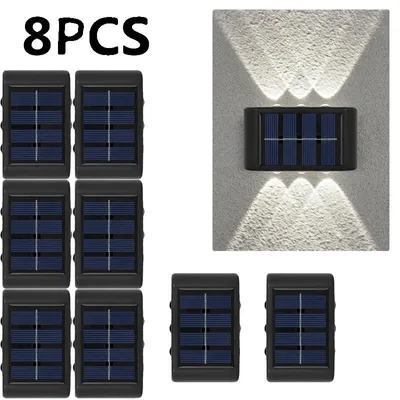 Obrázek produktu pro Venkovní nástěnné svítidlo, solární, vodotěsné, bílé barvy - 8 kusů