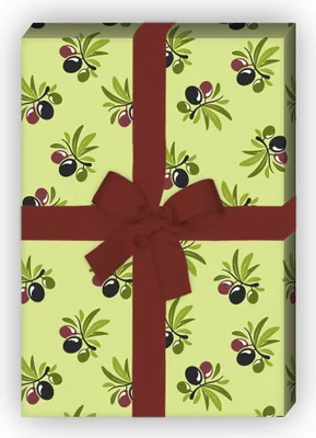 Produktbild von Nettes, leckeres Geschenkpapier zum Einpacken mit Oliven, grün - G10278, 32 x 48cm
