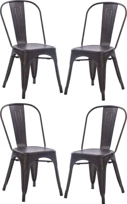 Immagine prodotto di Milani Home - Set Di 4 Sedie Moderne Di Design In Metallo Grigio Joseph Mathieu Per Arredo Interno Casa Cucina Sala Da Pranzo Studio Ristorante Pizzeria Bar, Cm 53x45x85 H - Nero