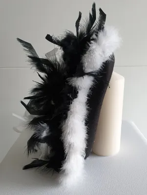 Produktbild von N10-57-58 schwarz mit Silberborte und schwarz-weißer Boa Kinder-Damen-Herren Funkenhut Gr.57-58
