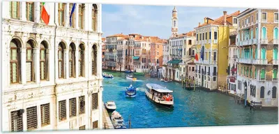 Produktbild von Bilder auf glas - Venedig Kanal Kreuzfahrt Gondel - 100x40cm - Glasbilder - Wandbilder - Kunstdruck - zum Aufhängen bereit - Wanddekoration aus Glas - Glas Bilder - Wandbild auf Glas - GAB100x40-0428