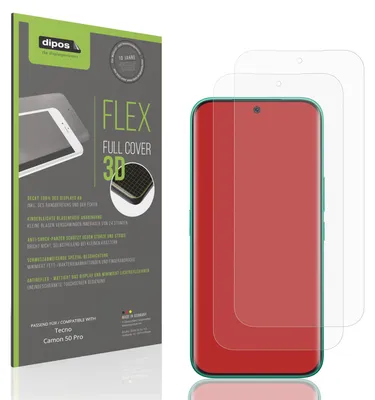 Produktbild von 2x Full Cover Schutzfolie matt für Tecno Camon 50 Pro Panzerfolie Anti-Shock