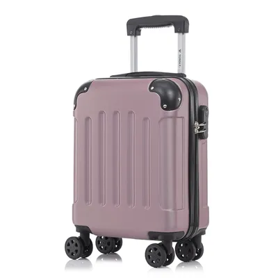 Produktbild von Koffer Trolley Reisekoffer Suitcase, Rollkoffer Handgepäck ,mit 4 Rollen360°, Hartschalenreisekoffer, Zahlenschloss, Weicher Gummigriff(S,Rose Rot)