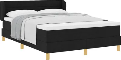 Zdjęcie produktu dla Łóżko sprężynowe z materacem Czarny 140 x 190 cm tkanina
