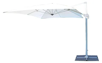 Image de Parasol de jardin 3 x 4 m avec mât pivotant en aluminium et protection anti-vent Mercurio - Blanc