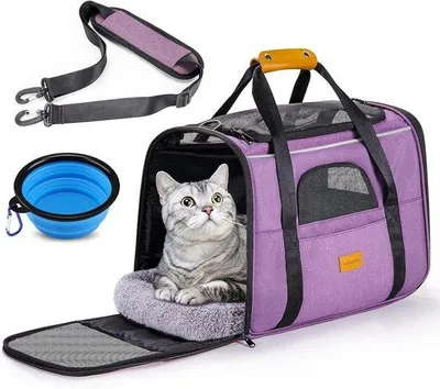 Zdjęcie produktu dla Torba transportowa dla kota - torba podróżna - do przewozu zwierząt - oddychające siatkowe ścianki boczne - 43,9 x 30,9 x 34 cm