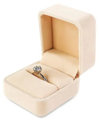 Produktbild von Ringschachtel Ringbox Schmuckdose - Samt - Beige - 6,3 x 5,8 x 4,7 cm