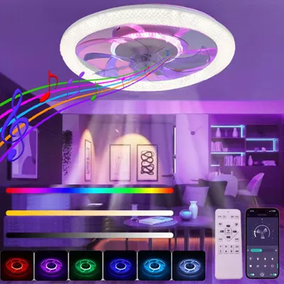 Produktbild von 50W LED Deckenleuchte mit Lautsprecher, Leiser Deckenventilator Luftzirkulation, RGB Dimmbar LED Deckenlamp, für Wohnzimmer Schlafzimmer Küche