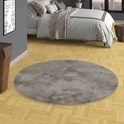 Produktbild von Luxus Super Soft Hochflor Langflor Teppich Deluxe Grau Rund, Größe:400 cm Rund