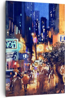 Produktbild von Bild auf Leinwand - Leinwandbild - Einteilig - Auto Menschen Restaurant Nachtleben - 70x100cm - Wand Bild - Wandbilder - Leinwanddruck - Wanddekoration - Leinwand bilder - Wandbild - PA70x100-2829