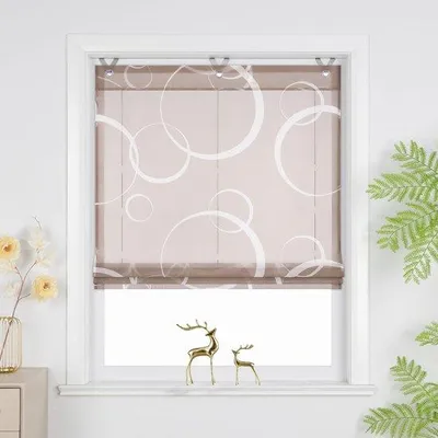 Produktbild von Azomor®️ Transparente braune Faltvorhänge mit Haken für Fenster im Wohnzimmer 80 x 130 cm