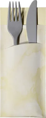 Produktbild von 30 Bestecktaschen mit Serviette creme beige marmoriert 20 cm