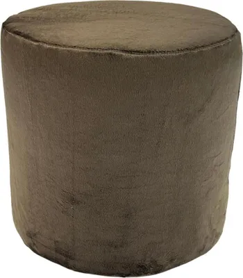 Produktbild von Velvet-Hocker MINKY 40x40 cm rund – weiches, stilvolles Sitzkissen aus Samtstoff – Braun