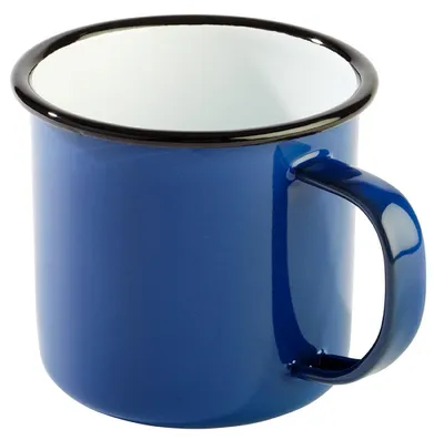 Produktbild von APS Henkelbecher ENAMELWARE aus emailliertem Stahlblech Blau / Schwarz Kapazität: 350 ml