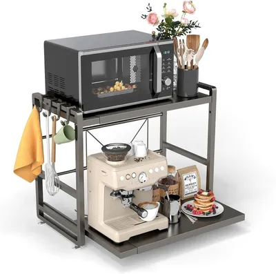 Immagine prodotto di Mensola da cucina 2 livelli regolabile cassetto estraibile Acciaio al carbonio bianco