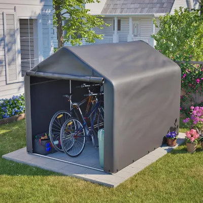 Produktbild von Fahrrad-Garage 160x220x165, Rolltor, wasserdichtes PE, wetterfest, für Garten