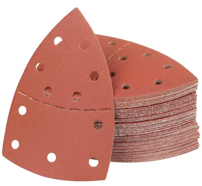 Produktbild von Deltaschleifpapier 180er Körnung Klett 100 Stück 152x105mm 11 Löcher für Holz Metall Kunststoff