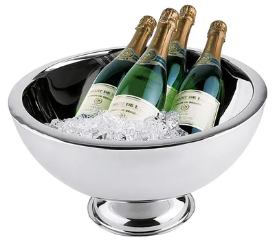Champagnerkühler aus Edelstahl, doppelwandig, 10,5 L, 43,5 cm