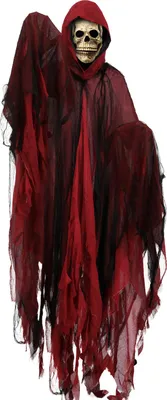 Produktbild von Halloween Sensenmann Kostüm Schwarzer Kapuzenumhang mit Totenkopfmaske Vintage Mittelalter Umhang für Erwachsene Cosplay Requisiten