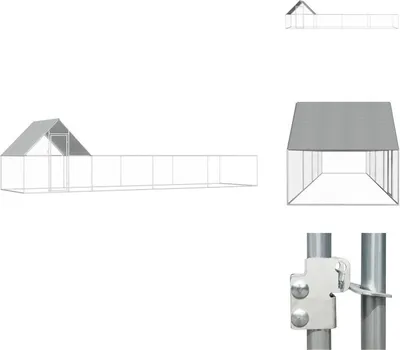 Image de vidaXL Poulailler 8x2x2 m Acier galvanisé - Habitats & Enclos pour petits animaux