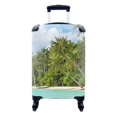 Produktbild von MuchoWow® Koffer Handgepäck Trolley Rollkoffer Kleine Reisekoffer mit 4 Rollen - Palme - Meer - Tropisch - Cabin Size < 55x40x23 cm & 55x40x20 cm - Fotokoffer - Kabinenkoffer - Boardgepäck - Reise-Box - Reisekoffer - Reisegepäck - Koffer mit Bild - Trolley für Kinder