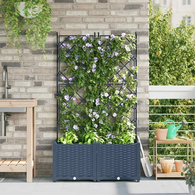 Obrázok produktu pre vidaXL Záhradný kvetináč, 2 kusy, sivá farba, 80 x 40 x 143 cm, materiál: PP