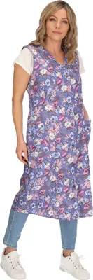 Produktbild von Knopfkittel Baumwolle bunt Kochschürze Hauskleid Kittel Schürze ohne Arm, Farbe:hellblau, Größe:50