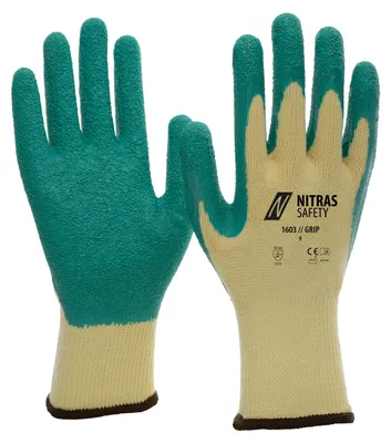 Produktbild von Nitras Safety Nitras Latexhandschuh Grip Latexhandschuh Gr. 11 Grip Grün Gelb