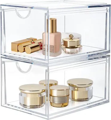 Produktbild von Acryl-Make-up-Organizer-Set - kosmetische Artikel-Verwaltung - Hautoptimierung und Haarschmuck - Badezimmer und Schminktisch - 2er-Pack