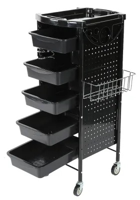 Image de Chariot de salon réglable - Chariot de rangement à 6 niveaux avec roulettes