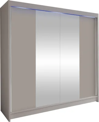Produktbild von MIRJAN24 Schiebetürenschrank Talin II, Stilvoll Schlafzimmer Kleiderschrank (Farbe: Cashmere, mit RGB LED Beleuchtung)