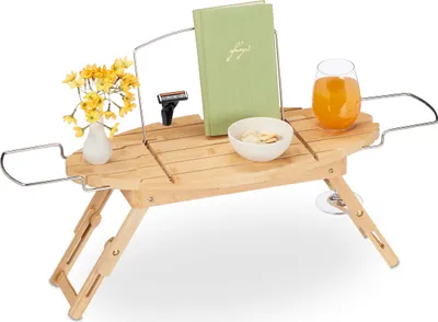 Produktbild von relaxdays Ausziehbare Badewannenablage Bambus
