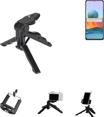 Produktbild von K-S-Trade Stativ Tisch-Ständer Dreibein Handy-Stativ Ständer kompatibel mit Xiaomi Redmi Note 10 Pro Global Mini-Stativ Smartphone Tripod