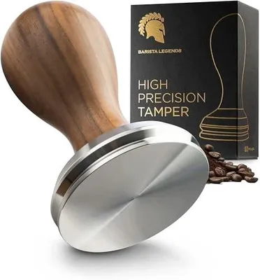 Zdjęcie produktu dla Tamper do espresso 58 5 mm stal nierdzewna drewno barista kawowy