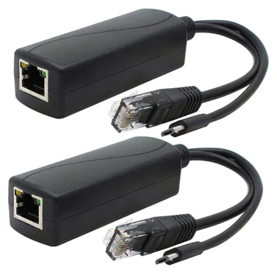 Image de Diviseur PoE Gigabit, 2 pièces, convertit 48 V en 5 V, 2,4 A, pour Raspberry Pi et caméras IP