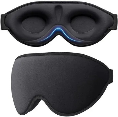 Produktbild von Sommerschutz-Maske für Seitenlieger, 3D-Augenform-Maske mit verstellbarer elastischer Band, Licht blockierend und atmungsaktiv, bequem und ergonomisch, für Männer und Frauen, 2 Paar Ohrstöpsel