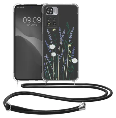 Produktbild von kwmobile Necklace Case kompatibel mit Xiaomi Redmi Note 11 Pro+ 5G / Note 11 Pro Plus 5G Hülle - Silikon Cover mit Handykette - Lavendel Grün